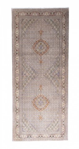 Full view of Unknown Tabriz rug from Iran / Persia, 337 × 143 cm in Beige tones