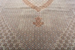 Close-up detail of 2000s Tabriz rug from Iran / Persia showing Cork weave