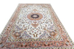 Surface texture of New Tabriz rug with natural Cork and intricate pattern