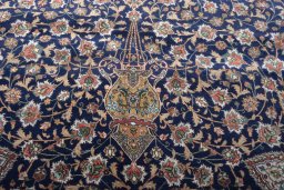 Close-up detail of 1970s Tabriz rug from Iran / Persia showing Wool weave