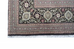 Full view of New Tabriz rug from Iran / Persia, 353 × 250 cm in Gray tones