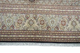 Full view of New Tabriz rug from Iran / Persia, 292 × 251 cm in Gray tones