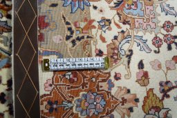 Close-up detail of New Tabriz rug from Iran / Persia showing Wool weave