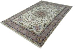 Corner detail of New Tabriz rug showing border pattern and Cork pile