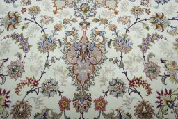 Close-up detail of New Tabriz rug from Iran / Persia showing Cork weave