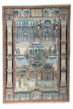 Full view of 1930s Tabriz rug from Iran / Persia, 285 × 196 cm in Multi Color tones