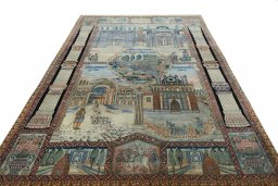 Surface texture of 1930s Tabriz rug with natural Wool and intricate pattern