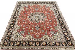 Surface texture of New Tabriz rug with natural Cork and intricate pattern