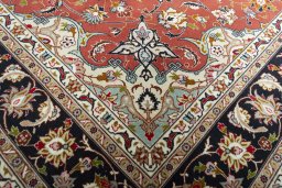 Full view of New Tabriz rug from Iran / Persia, 200 × 153 cm in Red tones