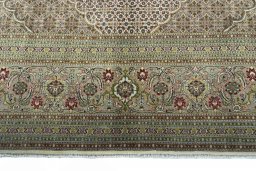 Full view of 2000s Tabriz rug from Iran / Persia, 350 × 248 cm in Beige tones