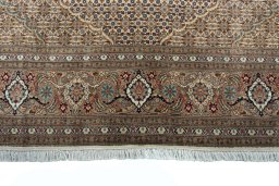 Full view of New Tabriz rug from Iran / Persia, 298 × 200 cm in Beige tones