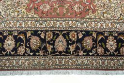 Full view of New Tabriz rug from Iran / Persia, 300 × 203 cm in Red tones