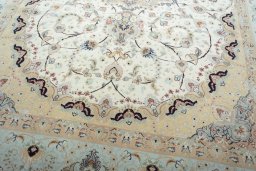 Close-up detail of New Tabriz rug from Iran / Persia showing Cork weave