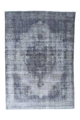 Full view of 1970s Tabriz rug from Iran / Persia, 288 × 201 cm in Gray tones