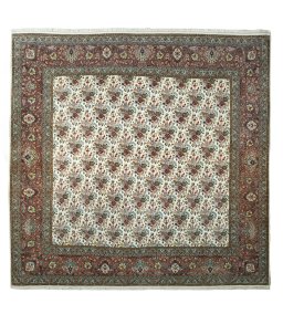 Full view of New Tabriz rug from Iran / Persia, 248 × 253 cm in Beige tones
