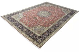 Corner detail of New Tabriz rug showing border pattern and Cork pile