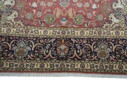 Full view of New Tabriz rug from Iran / Persia, 408 × 295 cm in Red tones