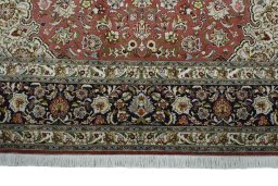 Full view of New Tabriz rug from Iran / Persia, 353 × 255 cm in Red tones