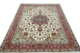 Surface texture of New Tabriz rug with natural Cork and intricate pattern