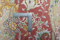 Corner detail of New Tabriz rug showing border pattern and Cork pile