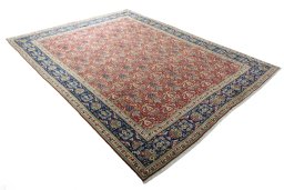 Close-up detail of 2000s Tabriz rug from Iran / Persia showing Wool weave