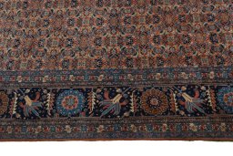 Close-up detail of 1930s Tabriz rug from Iran / Persia showing Wool weave