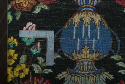 Close-up detail of New Tabriz rug from Iran / Persia showing Wool weave