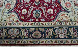 Full view of 2000s Tabriz rug from Iran / Persia, 285 × 210 cm in Red tones