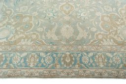 Full view of 1950s Tabriz rug from Iran / Persia, 343 × 250 cm in Gray tones