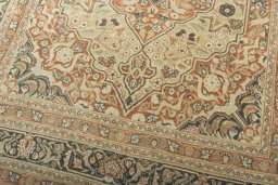 Close-up detail of 1930s Tabriz rug from Iran / Persia showing Wool weave