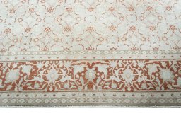 Close-up detail of 2000s Tabriz rug from Iran / Persia showing Wool weave