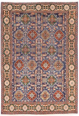 Full view of 1970s Tabriz rug from Iran / Persia, 145 × 100 cm in Dark blue tones