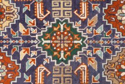 Full view of 1970s Tabriz rug from Iran / Persia, 145 × 100 cm in Dark blue tones