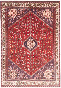 Full view of 1973s Tabriz rug from Iran / Persia, 148 × 104 cm in Red tones