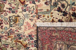 Close-up detail of 1980s Tabriz rug from Iran / Persia showing Wool weave