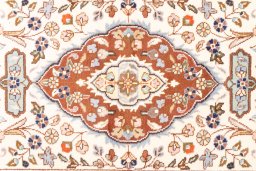 Full view of 2005s Tabriz rug from Iran / Persia, 217 × 76 cm in Cream tones