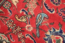 Close-up detail of 2000s Tabriz rug from Iran / Persia showing Wool weave