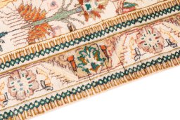 Backside of handmade 1975s Tabriz rug showing knot structure and weave density