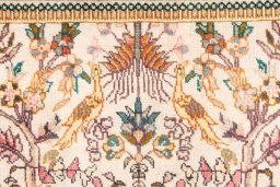 Full view of 1975s Tabriz rug from Iran / Persia, 134 × 100 cm in Cream tones