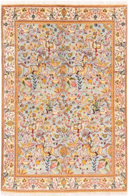 Full view of 2003s Tabriz rug from Iran / Persia, 167 × 113 cm in Multi Color tones