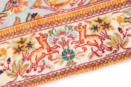 Backside of handmade 2003s Tabriz rug showing knot structure and weave density