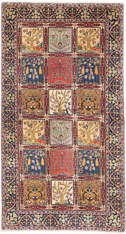Full view of 2005s Tabriz rug from Iran / Persia, 215 × 117 cm in Multi Color tones