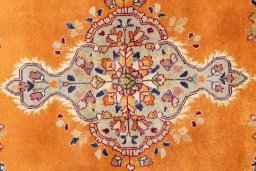 Close-up detail of 2004s Tabriz rug from Iran / Persia showing Wool weave