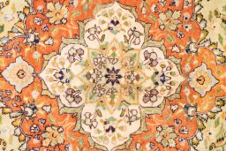 Full view of 1978s Tabriz rug from Iran / Persia, 242 × 143 cm in Cream tones