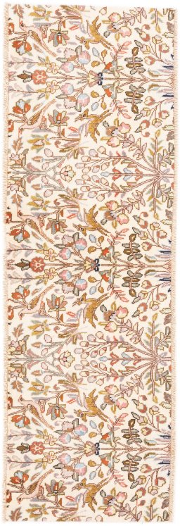 Full view of 2008s Tabriz rug from Iran / Persia, 185 × 60 cm in Beige tones