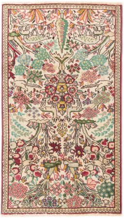 Full view of 2000s Tabriz rug from Iran / Persia, 113 × 65 cm in Multi Color tones