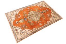 Close-up detail of 2006s Tabriz rug from Iran / Persia showing Wool weave