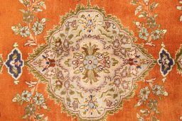 Full view of 2006s Tabriz rug from Iran / Persia, 155 × 100 cm in Yellow tones