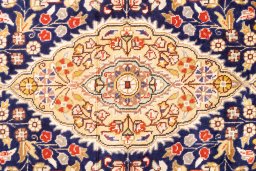 Full view of 2006s Tabriz rug from Iran / Persia, 147 × 97 cm in Dark blue tones