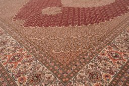 Close-up detail of New Tabriz rug from Iran / Persia showing Wool weave